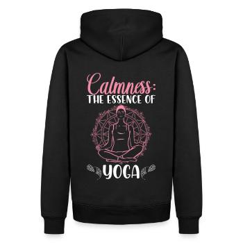 Calmness The Essence of Yoga Spiritual Meditation - Männer Premium Bio Hoodie - Schwarz - Hinten - Nico (187cm)
