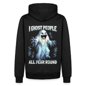 Horror Gespenst, Geister lustiger Spruch Schrecken - Männer Premium Bio Hoodie - Schwarz - Hinten - Nico (187cm)