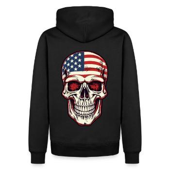 Crâne avec drapeau américain - Sweat à capuche Premium bio Homme - noir - Dos - Nico (187cm)