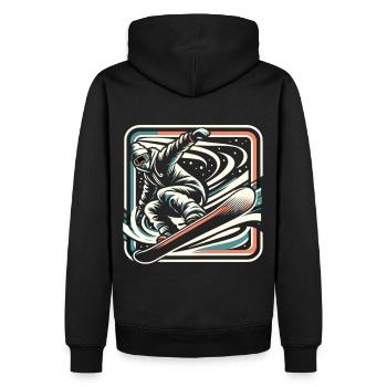 Snowboard-Action: Pistenheld auf dem Board - Männer Premium Bio Hoodie - Schwarz - Hinten - Nico (187cm)