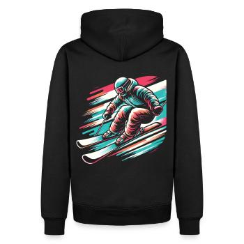 Winter Thrill: Skiers in the Snow - Men’s Premium Organic Hoodie - black - Back - Nico (187cm)