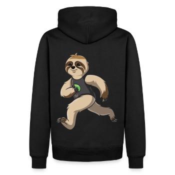 Faultier im Laufschritt: Joggen mit Gemütlichkeit - Männer Premium Bio Hoodie - Schwarz - Hinten - Nico (187cm)
