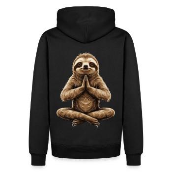Sloth Yoga: Relaxation in Motion - Men’s Premium Organic Hoodie - black - Back - Nico (187cm)