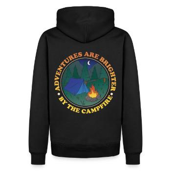 Adventures Are Brighter By Campfire Outdoor Hiking - Männer Premium Bio Hoodie - Schwarz - Hinten - Nico (187cm)