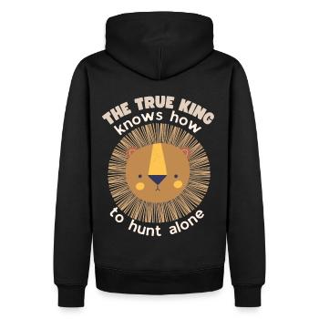 Lion Dicton, Confiance En Soi, Drôle De Tête De Lion - Sweat à capuche Premium bio Homme - noir - Dos - Nico (187cm)