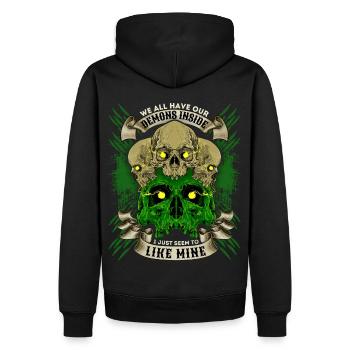 Totenköpfe, Skull, lustiger Spruch, Totenschädel - Männer Premium Bio Hoodie - Schwarz - Hinten - Nico (187cm)