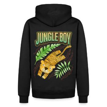 Kawaii Tiger, handgemalt, lustiger Tiger Spruch - Männer Premium Bio Hoodie - Schwarz - Hinten - Nico (187cm)