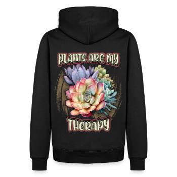 Sukkulenten, botanische Illustration, Spruch - Männer Premium Bio Hoodie - Schwarz - Hinten - Nico (187cm)