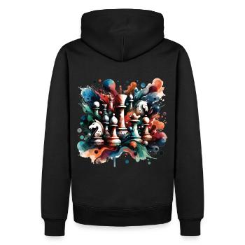 Malerische Schachfiguren Shirt Schach Geschenk - Männer Premium Bio Hoodie - Schwarz - Hinten - Nico (187cm)