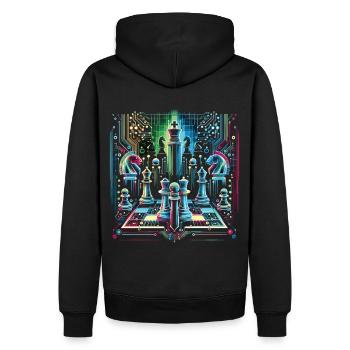 Conception d’échecs au néon lumineux - Sweat à capuche Premium bio Homme - noir - Dos - Nico (187cm)