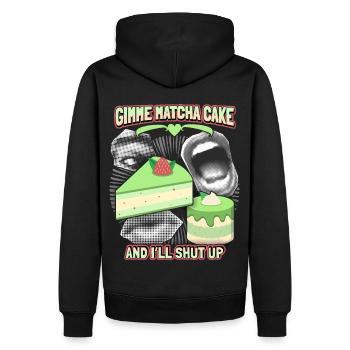 Matcha Kuchen, grüner Matcha, lustiger Spruch - Männer Premium Bio Hoodie - Schwarz - Hinten - Nico (187cm)