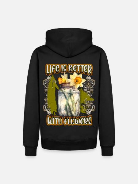 Påskelilje, påskelilje, vintage botanisk blomst - Herre Premium økologisk hoodie - sort