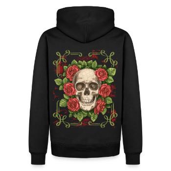 Rire Vintage tête de mort avec des Roses, Halloween - Sweat à capuche Premium bio Homme - noir - Dos - Nico (187cm)