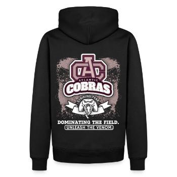 Baseball, Kobras Club Logo, Baseballclub Spruch - Männer Premium Bio Hoodie - Schwarz - Hinten - Nico (187cm)
