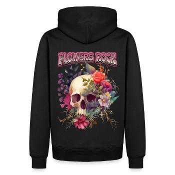 Tête de mort Crâne Vintage tête de mort avec Motif de Roses - Sweat à capuche Premium bio Homme - noir - Dos - Nico (187cm)