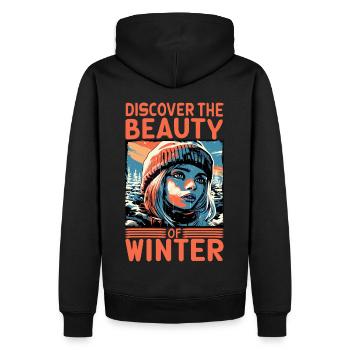 Discover the Beauty of Winter Skier Quote - Men’s Premium Organic Hoodie - black - Back - Nico (187cm)