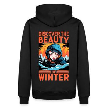 Discover the Beauty of Winter Skifahrer Spruch - Männer Premium Bio Hoodie - Schwarz - Hinten - Nico (187cm)