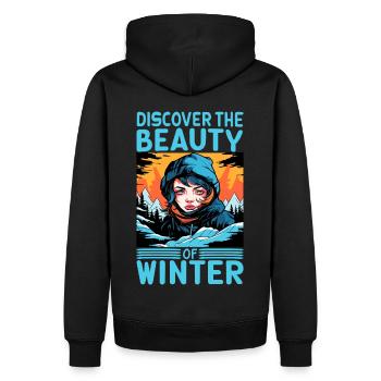 Discover the Beauty of Winter Skifahrer Spruch - Männer Premium Bio Hoodie - Schwarz - Hinten - Nico (187cm)