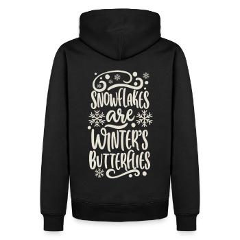 Snowflakes are Winters Butterflies Spruch Zitat - Männer Premium Bio Hoodie - Schwarz - Hinten - Nico (187cm)