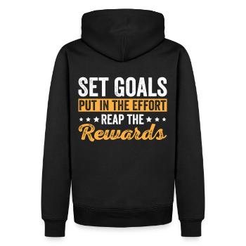 Set Goals Put in the Effort Achievement Inspirati - Männer Premium Bio Hoodie - Schwarz - Hinten - Nico (187cm)