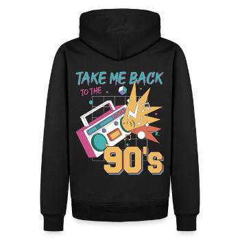 Take Me Back To The 90s Music Lover Cassette - Männer Premium Bio Hoodie - Schwarz - Hinten - Nico (187cm)