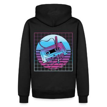 Vaporwave Cassette Player Retro Vintage Pop - Männer Premium Bio Hoodie - Schwarz - Hinten - Nico (187cm)