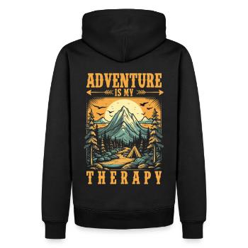 L’aventure est ma thérapie Camping en montagne - Sweat à capuche Premium bio Homme - noir - Dos - Nico (187cm)