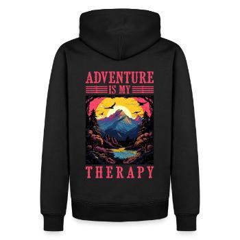 L’aventure est ma thérapie Camping en montagne - Sweat à capuche Premium bio Homme - noir - Dos - Nico (187cm)