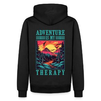 L’aventure est ma thérapie Camping en montagne - Sweat à capuche Premium bio Homme - noir - Dos - Nico (187cm)