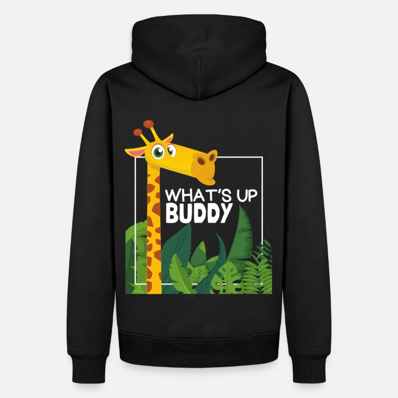 Lustige Giraffe, Comic Stil, Spruch - Männer Premium Bio Hoodie - Schwarz