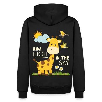 Citation de motivation, citation de motivation de girafe comique - Sweat à capuche Premium bio Homme - noir - Dos - Nico (187cm)