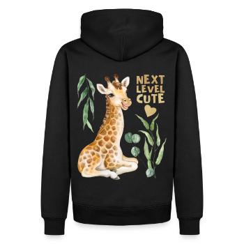 Comic Giraffe, lustiger Spruch - Männer Premium Bio Hoodie - Schwarz - Hinten - Nico (187cm)