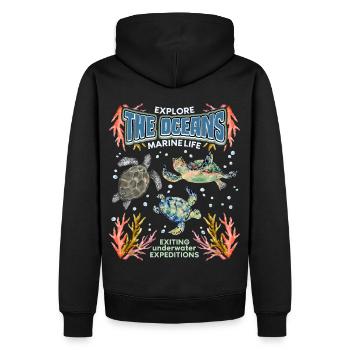 Tortue de mer, océan, mer Vintage affiche, affiche - Sweat à capuche Premium bio Homme - noir - Dos - Nico (187cm)
