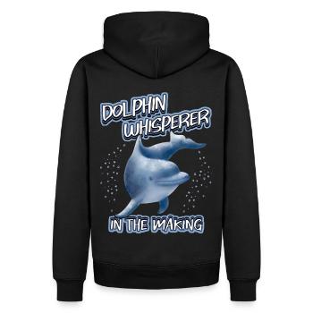 Funny Dolphin Saying, Dolphin Whisperer - Men’s Premium Organic Hoodie - black - Back - Nico (187cm)