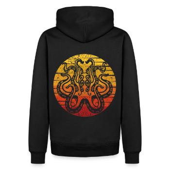 Poulpe Poulpe, calmar avec coucher de soleil - Sweat à capuche Premium bio Homme - noir - Dos - Nico (187cm)