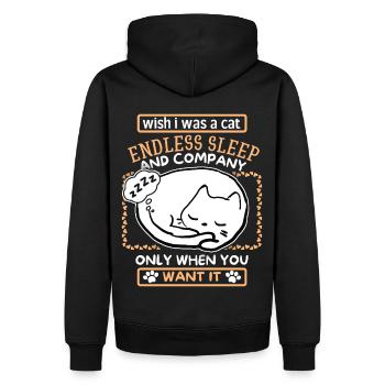 Katze schläft, lustiger Cartoon Katzen Spruch - Männer Premium Bio Hoodie - Schwarz - Hinten - Nico (187cm)