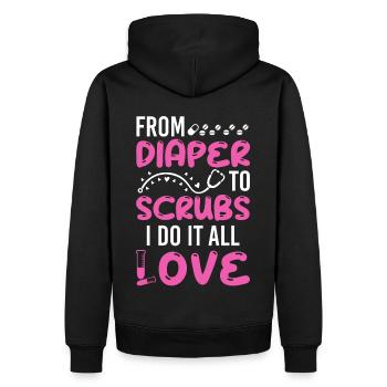 From Diaper To Scrubs Nurse Mom Funny Mothers Day - Männer Premium Bio Hoodie - Schwarz - Hinten - Nico (187cm)