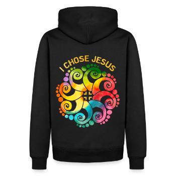 Jesus Christ Saying Rainbow Mandala LGBTQ - Men’s Premium Organic Hoodie - black - Back - Nico (187cm)