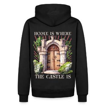 Burgen und Schlösser, lustiger Spruch Mittelalter - Männer Premium Bio Hoodie - Schwarz - Hinten - Nico (187cm)