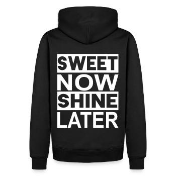 Fitness Bodybuilding GYM sweet now shine later - Männer Premium Bio Hoodie - Schwarz - Hinten - Nico (187cm)