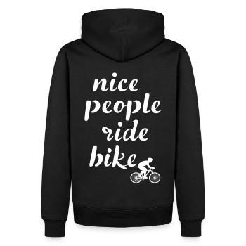 Nice People Ride Bike Fahrradsport Spruch Zitat - Männer Premium Bio Hoodie - Schwarz - Hinten - Nico (187cm)