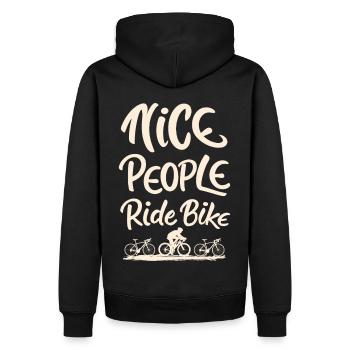 Les gens sympas font du vélo en disant citation - Sweat à capuche Premium bio Homme - noir - Dos - Nico (187cm)