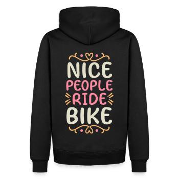 Les gens sympas font du vélo en disant citation - Sweat à capuche Premium bio Homme - noir - Dos - Nico (187cm)