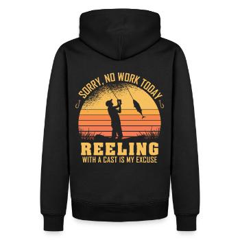 Sorry No Work Today Funny Fishing Quote Retro Fish - Männer Premium Bio Hoodie - Schwarz - Hinten - Nico (187cm)
