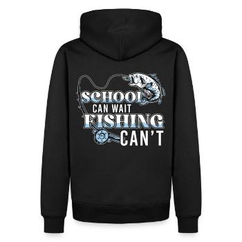 School Can Wait Fishing Can't Funny Fish Catching - Männer Premium Bio Hoodie - Schwarz - Hinten - Nico (187cm)
