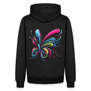 Flight of Fantasy: Abstract Butterfly - Men’s Premium Organic Hoodie - black - Back - Nico (187cm)