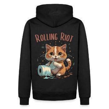 Aventure du rouleau de papier : Chat mignon - Sweat à capuche Premium bio Homme - noir - Dos - Nico (187cm)