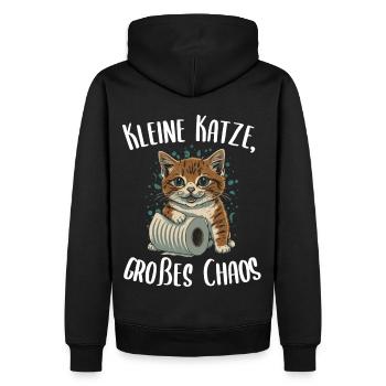Chaton et l’aventure du rouleau de papier - Sweat à capuche Premium bio Homme - noir - Dos - Nico (187cm)