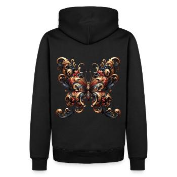Barocke Pracht: Majestätischer Schmetterling - Männer Premium Bio Hoodie - Schwarz - Hinten - Nico (187cm)