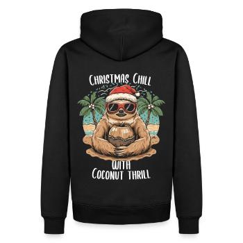 Noël tropical : paresseux et noix de - Sweat à capuche Premium bio Homme - noir - Dos - Nico (187cm)